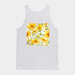 Watercolor Wildflower Coreopsis Pattern Tank Top